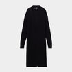 Gilet long droit avec poches noir femme
