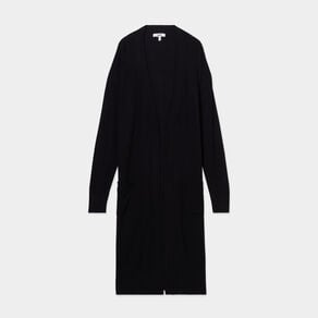 gilet long droit avec poches noir femme Gilet long droit avec poches noir femme