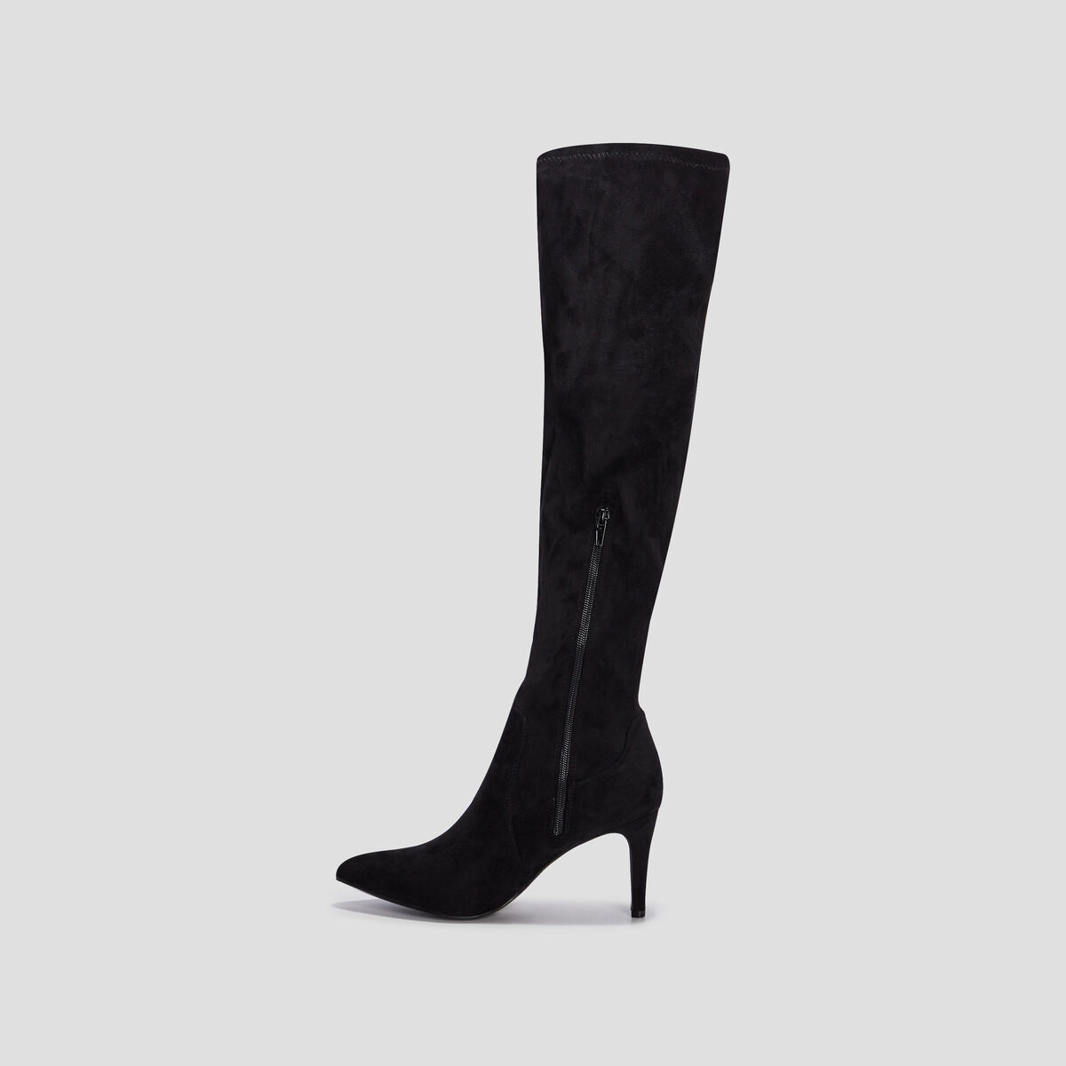 Cuissardes zipp&eacute;es effet su&eacute;dine noir femme