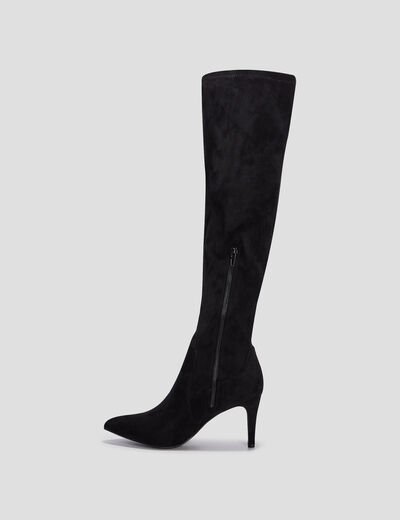 Cuissardes zipp&eacute;es effet su&eacute;dine noir femme