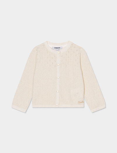 Gilet fils métallisés Creeks blanc bébé fille