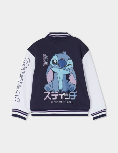 Gilet boutonné col teddy Stitch bleu marine fille