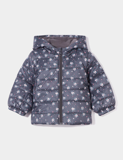 Doudoune oversize zippée à capuche gris foncé bébé fille