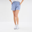 Short fluide coton lin taille élastiquée bleu femme