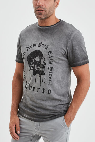 T-shirt col rond manches courtes Liberto gris clair homme