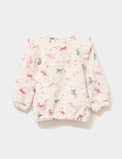 Gilet matelass&eacute; zipp&eacute; volants &eacute;paules creme b&eacute;b&eacute; fille