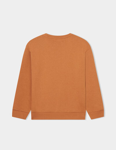 Sweat col rond manches longues marron cognac garçon