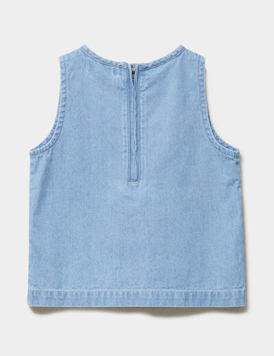 Blouse en jean sans manches coton denim triple stone fille
