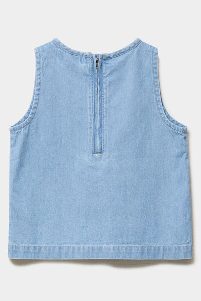 Blouse en jean sans manches coton denim triple stone fille