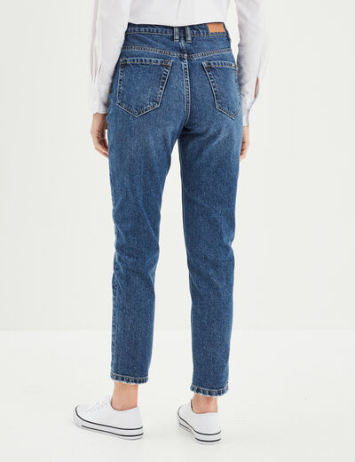 Jeans mom 7/8ème taille haute coton denim stone femme