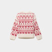 Pull manches longues col rond jacquard ecru fille