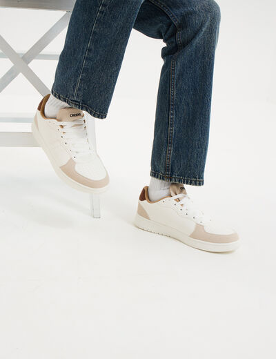 Tennis basses &agrave; lacets blanc homme