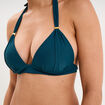Haut de maillot de bain forme triangle bleu p&eacute;trole femme