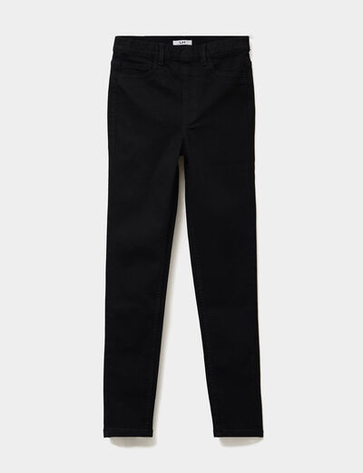 Jegging skinny taille haute denim noir femme