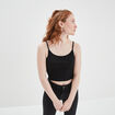 Débardeur cropped côtelé noir femme