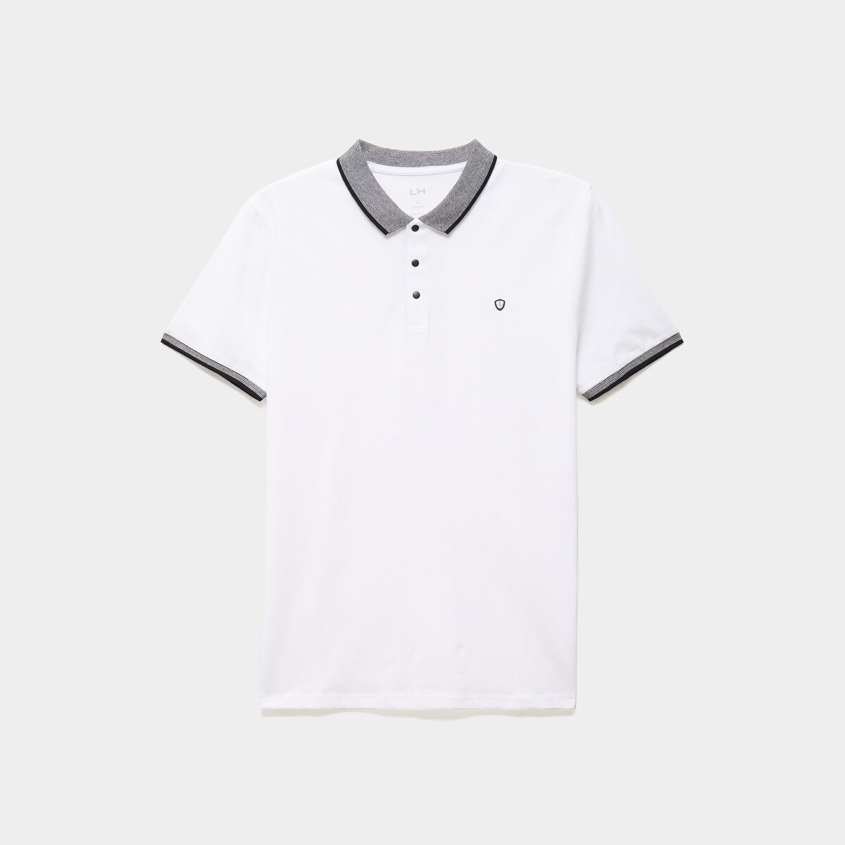 Polo slim manches courtes stretch blanc homme
