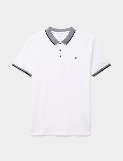 Polo slim manches courtes stretch blanc homme