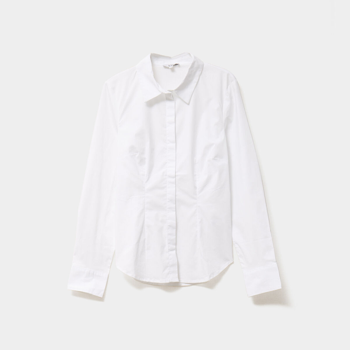Chemise cintrée manches longues blanc femme