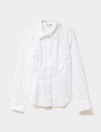 Chemise cintrée manches longues blanc femme