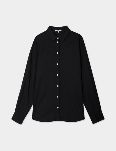 Chemise oversize lin mélangé noir femme