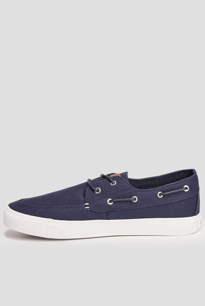 Chaussures bateau en toile bleu marine homme