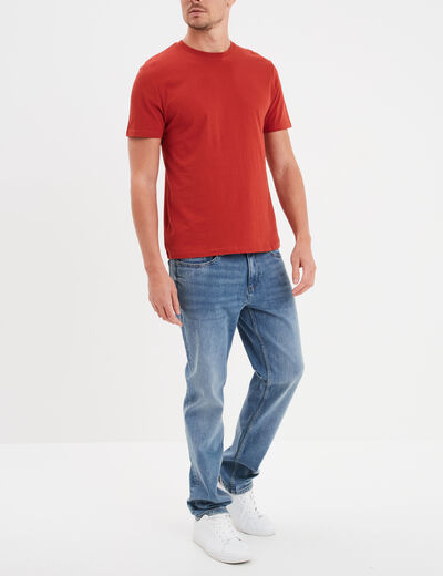 T-shirt droit en coton manches courtes rouge homme