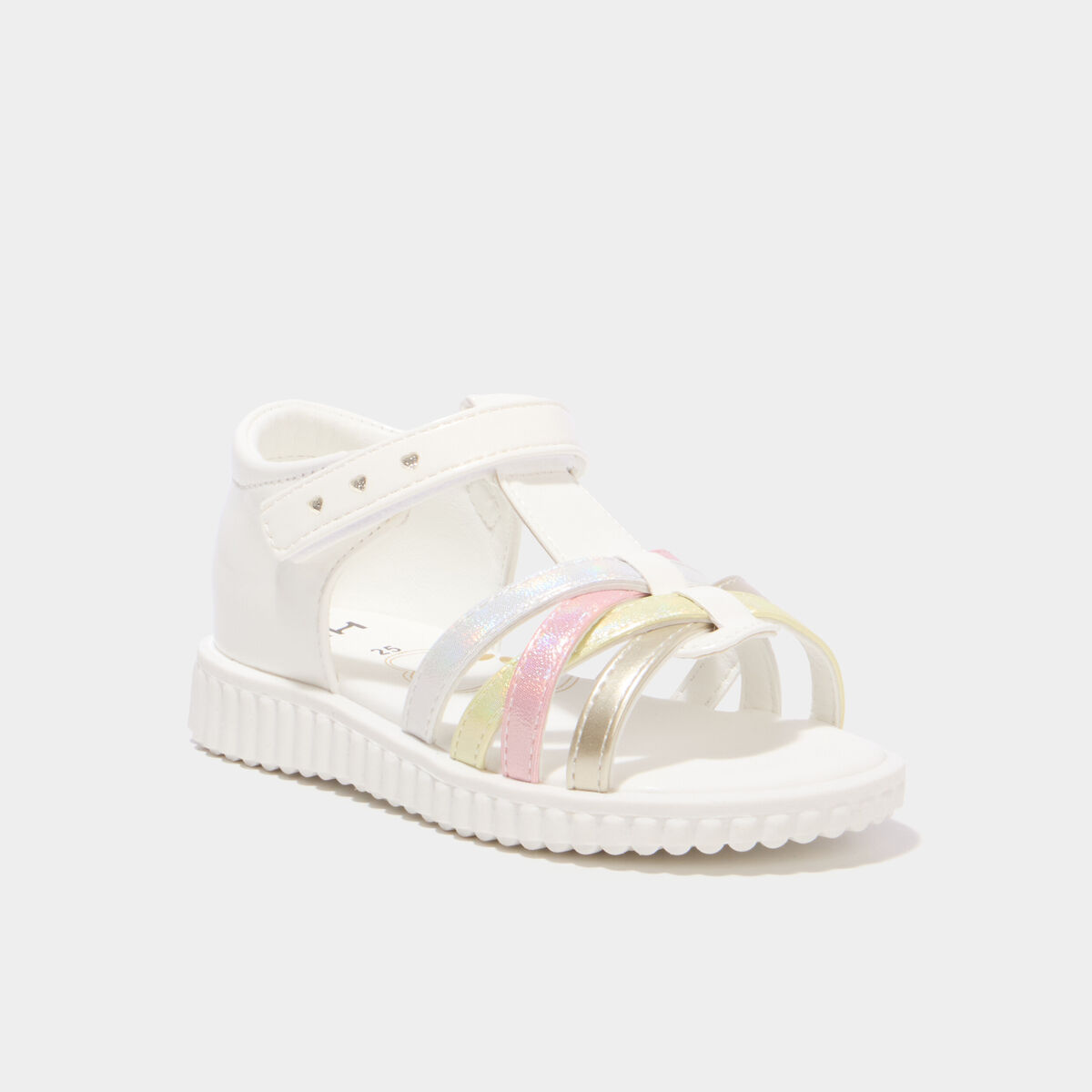 Sandales brides crois&eacute;es semelle souple blanc fille