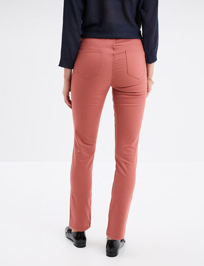 Pantalon slim en coton elasthanne vieux rose femme