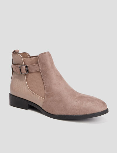 Bottines chelsea avec boucles taupe femme