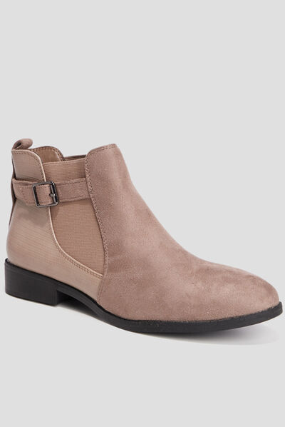 Bottines chelsea avec boucles taupe femme