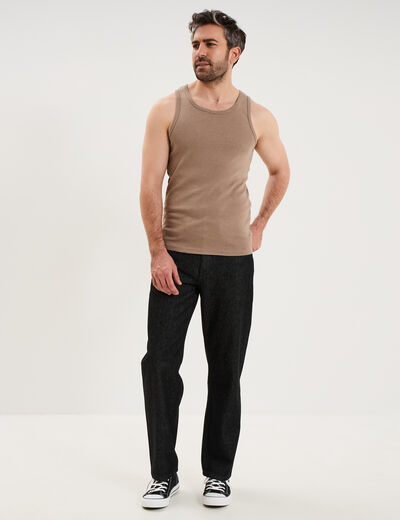 D&eacute;bardeur droit coton bretelles larges taupe homme