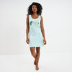Chemise de nuit sans manches coton bleu turquoise femme