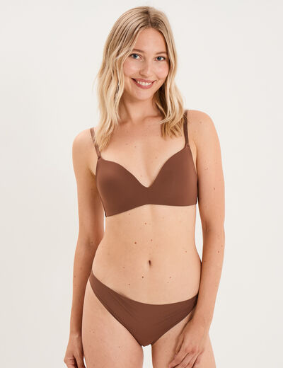 Soutien-gorge triangle bretelles fines marron femme