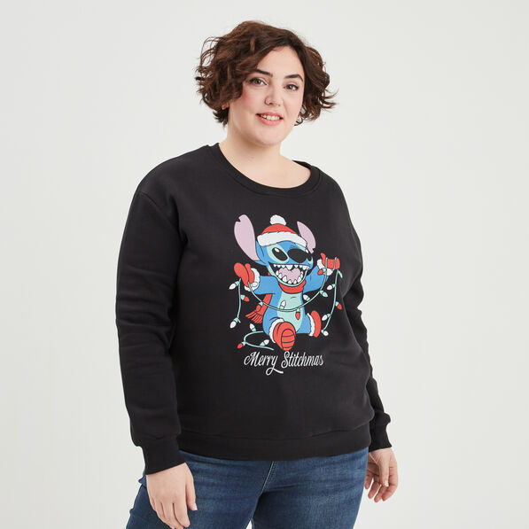 Sweat de Noël col rond Stitch noir femme grande taille