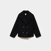 Manteau court double boutonnage noir femme grande taille