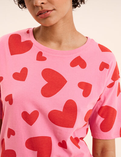 Ensemble pyjama short et t-shirt coton rose femme
