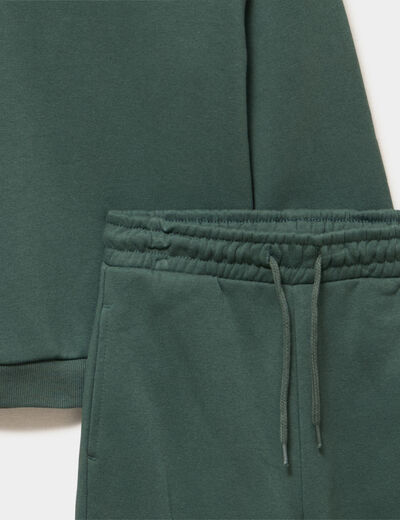 Ensemble jogging sweat et pantalon vert fonc&eacute; gar&ccedil;on