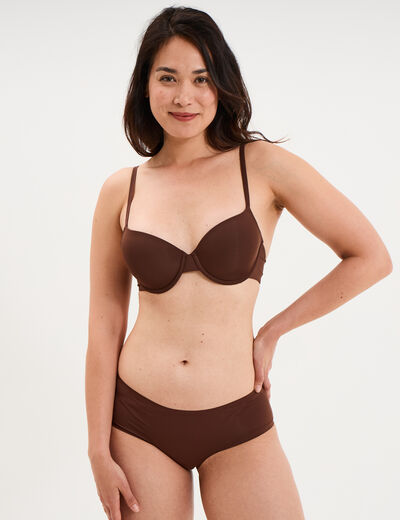 Soutien-gorge corbeille microfibre marron femme