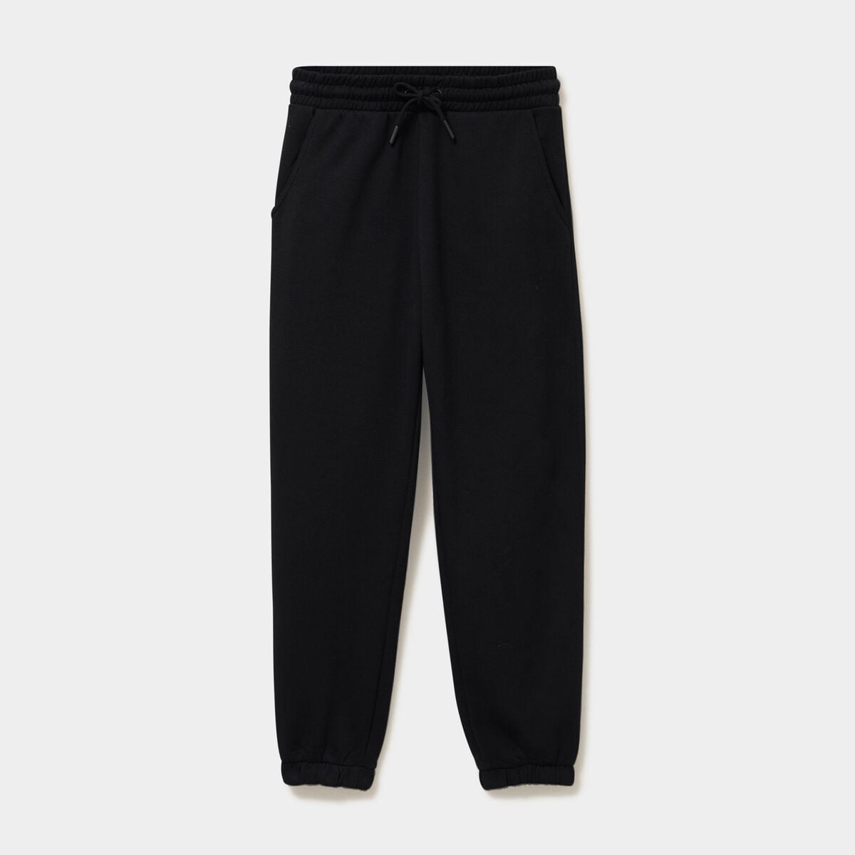 Pantalon jogging droit molleton noir femme