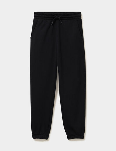 Pantalon jogging droit molleton noir femme