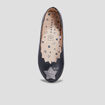 Ballerines en cuir bord festonné Creeks bleu marine fille