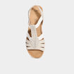 Sandales compensées pied large blanc femme