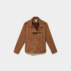 Blouson zipp&eacute; effet su&eacute;dine style biker camel femme grande taille