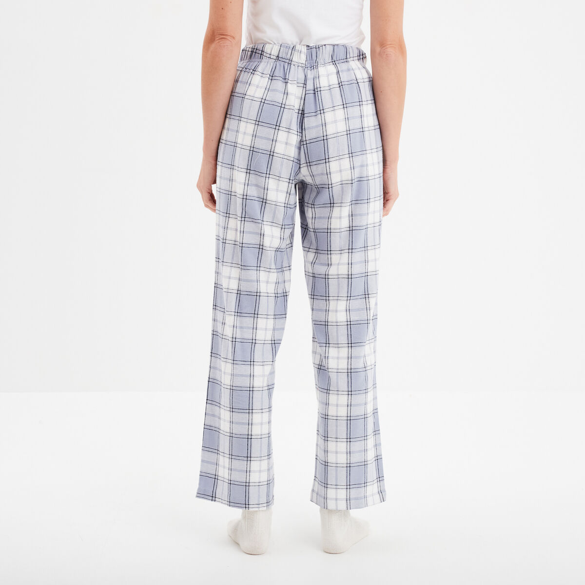 Pantalon de pyjama en coton ajusable bleu femme