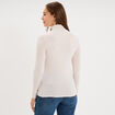 T-shirt manches longues col roul&eacute; beige femme