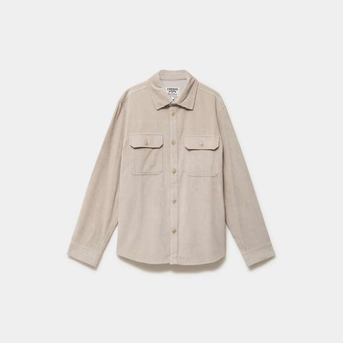 Surchemise droite velours c&ocirc;tel&eacute; coton gris clair homme