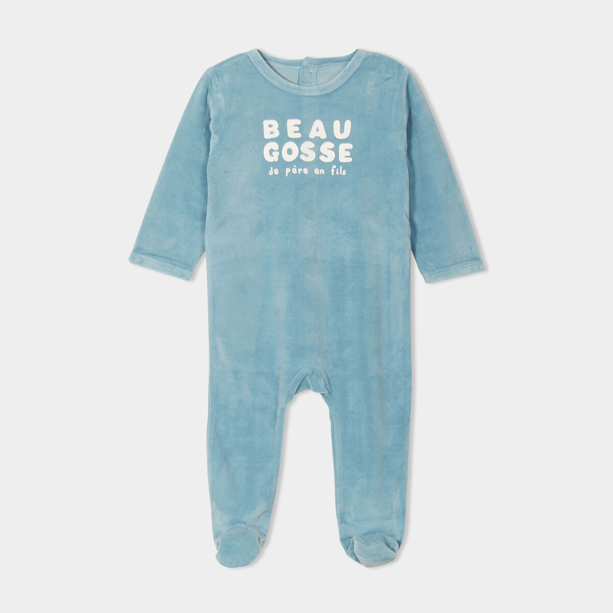 Dors-bien manches longues boutonné bleu gris bébé garçon