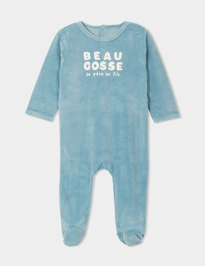Dors-bien manches longues boutonné bleu gris bébé garçon
