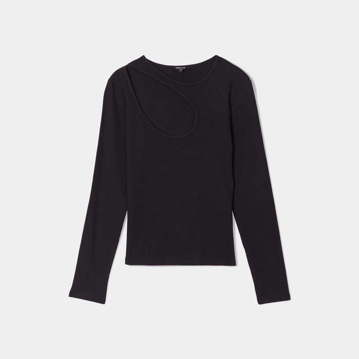 T-shirt côtelé avec ouverture Liberto noir femme