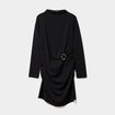 Robe avec boucle et fronces noir femme